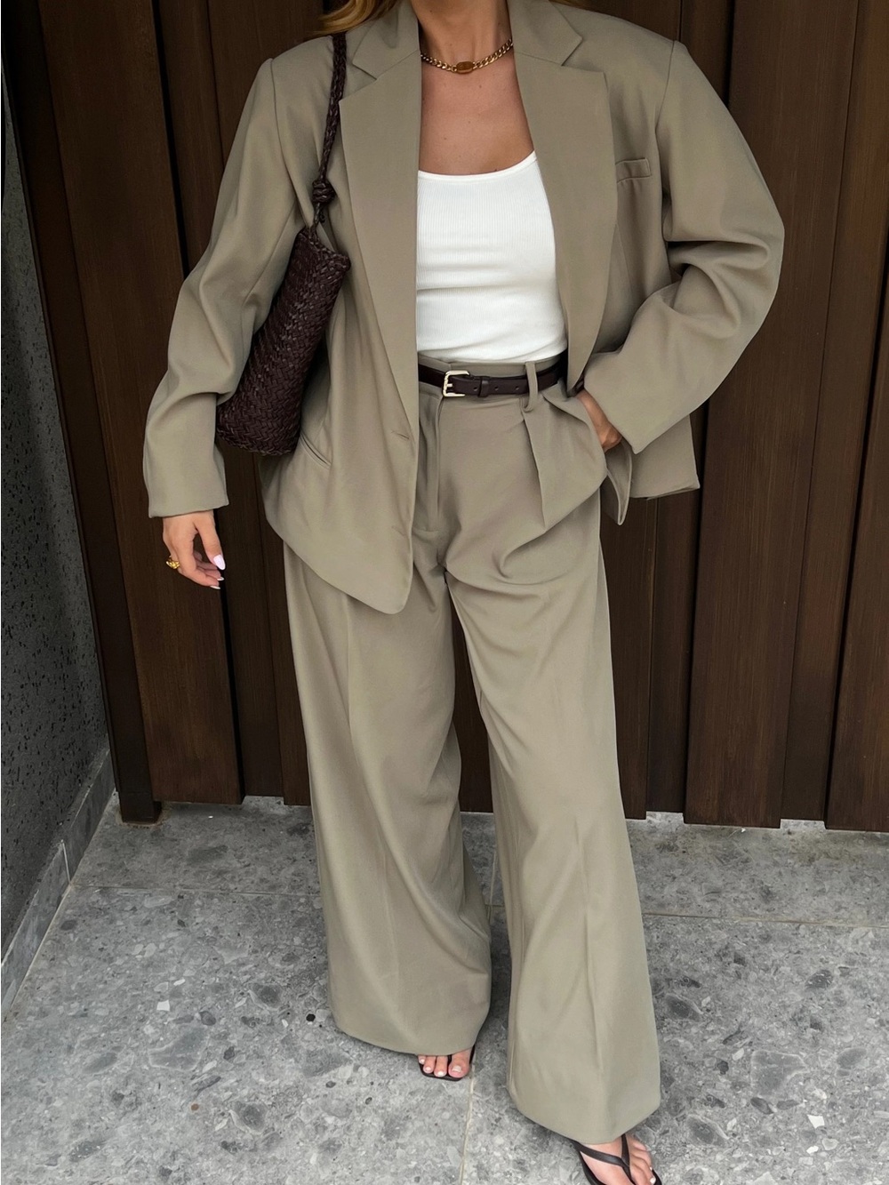 MESHKI Olive Oversized Blazer